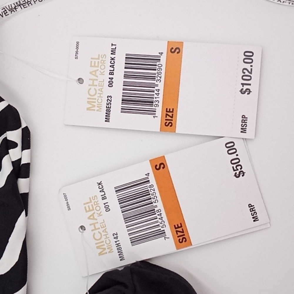 Michael Kors‎ Logo Ring Blouson Underwire Tankini Set Zebra Black S - Picture 16 of 16